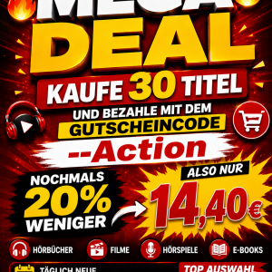 🔥MEGA DEAL🔥KAUFE 30 Titel EGAL WELCHE KATEGORIE UND BEZAHLE MIT DEM GUTSCHEINCODE Action 💥nochmals 20 % Weniger also 14,40 € dann💥