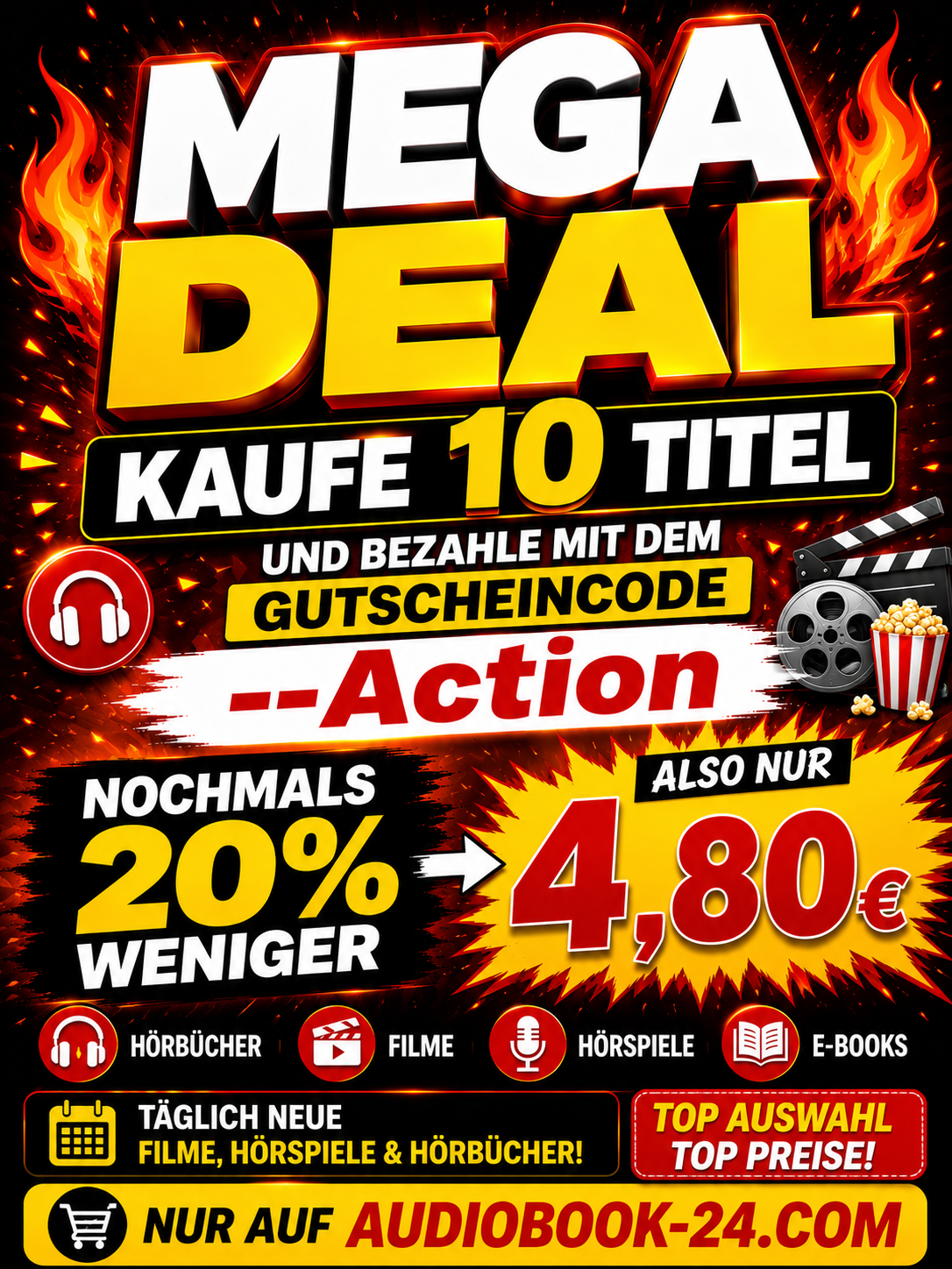 🔥MEGA DEAL🔥KAUFE 10 Titel UND BEZAHLE MIT DEM GUTSCHEINCODE Action 💥nochmals 20 % Weniger also 4,80 € dann💥